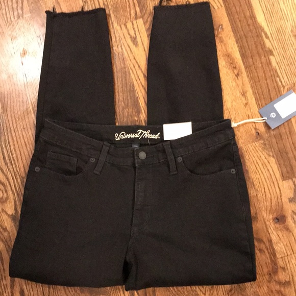 Universal Thread Mid Rise Skinny Distressed Jeans Raw Hem - Picture 4 of 15